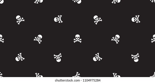 pirate cross bone seamless pattern Halloween skull isolated background wallpaper black