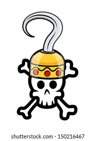 Pirate Crossed Skull - Vector Cartoon Illustration