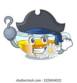 Pirate cup chamomile tea cartoon above table