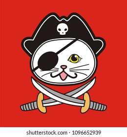 Pirate, Cute cat illustration for t-shirt or other uses,in vector