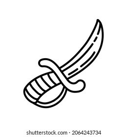 Pirate dagger sketch. Doodle hand drawn illustration. Vector line icon