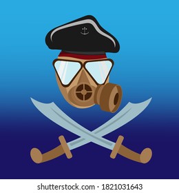 Piratentag , Pirate mit Gasmaske zu sparen für covid 19 .