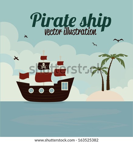 pirate design over landscape background vector illustration