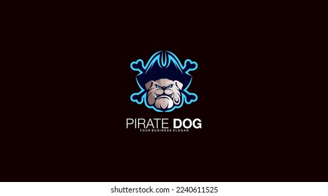 Pirate dog vector logo design template icon