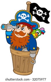 Pirata en el reloj de perros - ilustración vectorial.