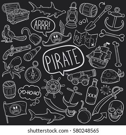 Pirate Doodle Chalkboard Black Art