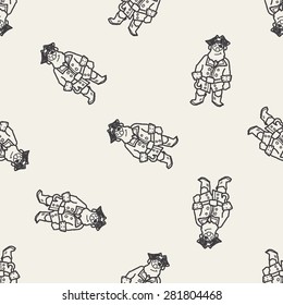 pirate doodle seamless pattern background