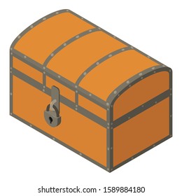 Pirate dower chest icon. Isometric of pirate dower chest vector icon for web design isolated on white background
