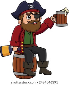 Clipart de dibujos animados de ron de beber pirata 