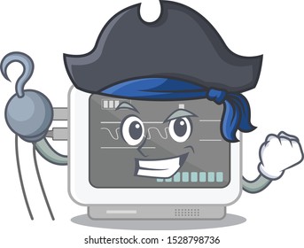 Pirate ecg machine cartoon with the character