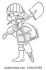 Pirate. Element for coloring page. Cartoon style.
