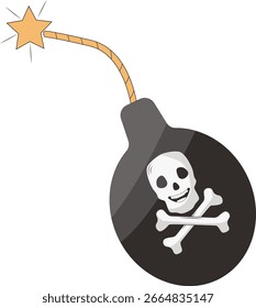 Pirate Element Isolated on White Background. Flat Cartoon Vector Illustration.