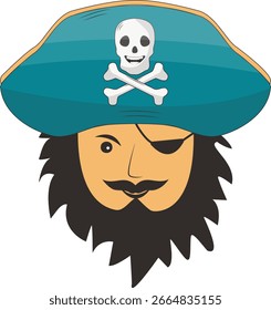 Pirate Element Isolated on White Background. Flat Cartoon Vector Illustration.