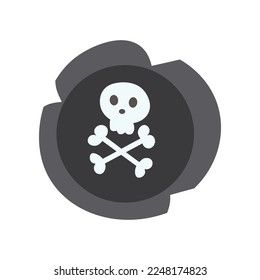 Pirate emblem flat vector illustration. Cartoon pirate emblem. Adventure concept