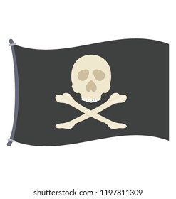 
A pirate emblem with skull, pirate flag 
