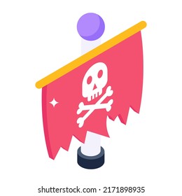 A pirate emblem with skull, pirate flag 


