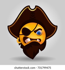 Pirate emoji. Isolated vector illustration