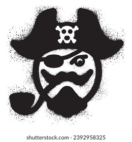 Pirate emoticon graffiti with black spray paint