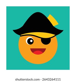 Pirate Emoticon with Hat and Eye Patch