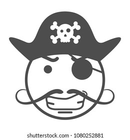 Pirate emoticon. Vector illustration of a angry smiley with must