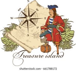 Pirate. Engraved style. Vector illustration