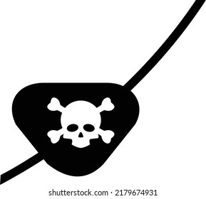 parche de ojo pirata. símbolo de accesorio pirata. el cartel de Jolly Roger. estilo plano.