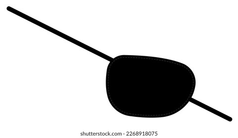 Pirate eye patch blindfold mask black silhouette vector illustration. Corsair Halloween simple eyepatch flat design isolated on white background.