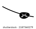 Pirate eye patch with cross cutlass photo props symbol vector illustration. Corsair white silhouette sword saber on black eyepatch isolated on white background.