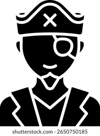 Pirata com correção de olho e ícone de chapéu
