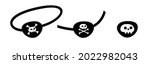 Pirate eye patch icon sign flat style design vector illustration isolated on white background. Black eye patch with skull and bones symbols.