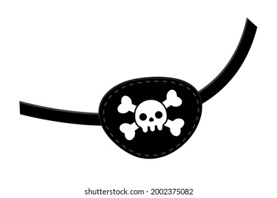Icono de parche ocular pirata símbolo de diseño de estilo plano ilustración de vector aislado en fondo blanco. Parche de ojos negros con el cráneo y símbolos de huesos.