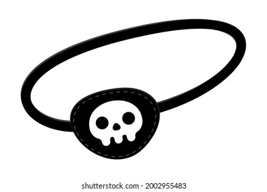 Pirate eye patch icon sign flat style design vector illustration isolated on white background. Black eye patch with skull and bones symbols.