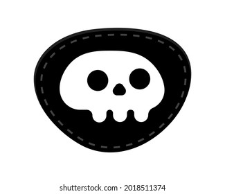 Pirate eye patch icon sign flat style design vector illustration isolated on white background. Black eye patch with skull and bones symbols.