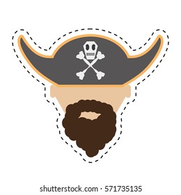 pirate face beard hat with skull bones cut line vector illustration eps 10