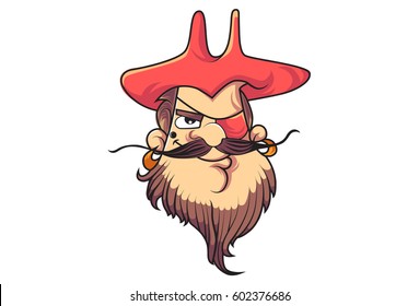 Pirate Face Emoji Angry. vector Illustration. Isolated on white background.