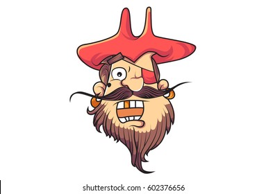Pirate Face Emoji Shocked. vector Illustration. Isolated on white background.