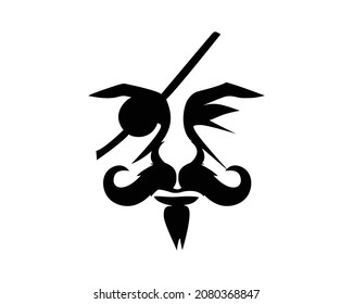 Pirate Face with Eyepatch and Calm Gesture Silhouette