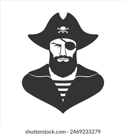 Pirate face graphic icon. Pirate sign isolated on white background. Vector illustration