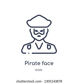 pirate face icon from people outline collection. Thin line pirate face icon isolated on white background.