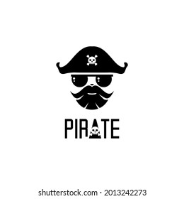 pirate face icon silhouette and pirate logotype