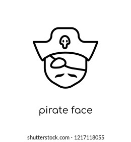 Pirate face icon. Trendy modern flat linear vector Pirate face icon on white background from thin line People collection, editable outline stroke vector illustration