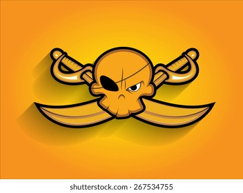 Pirate Face with Swords Vector
