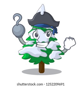 Pirate firs with snow of beautiful cartoon