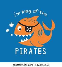 pirate fish drawn as vector for kids fashion