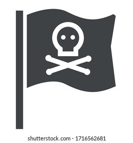 
pirate flag black icon on white background