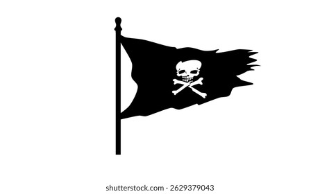 Bandeira pirata, silhueta isolada preta