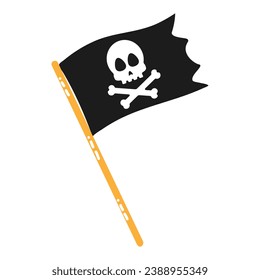 Pirate flag in cartoon style. Vector illustration