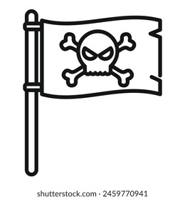 Pirate flag copyright law icon outline vector. Online protection. Danger content