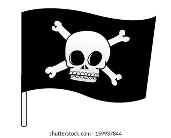 Pirate flag with cross bones and a skull