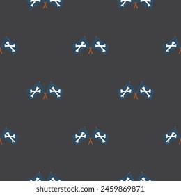 Pirate flag crossed bones Seamless Pattern. Cartoon Pirate elements and objects. background. Vector illustration.